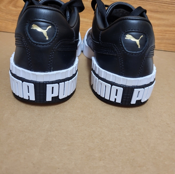 PUMA Cali Bold Black Metallic Gold Women Size 10 - Picture 9 of 16